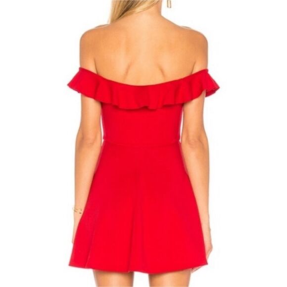 Majorelle Red Ophelia Pointe Ruffle Off  Shoulder Fit and Flare Skater D… - Picture 2 of 8